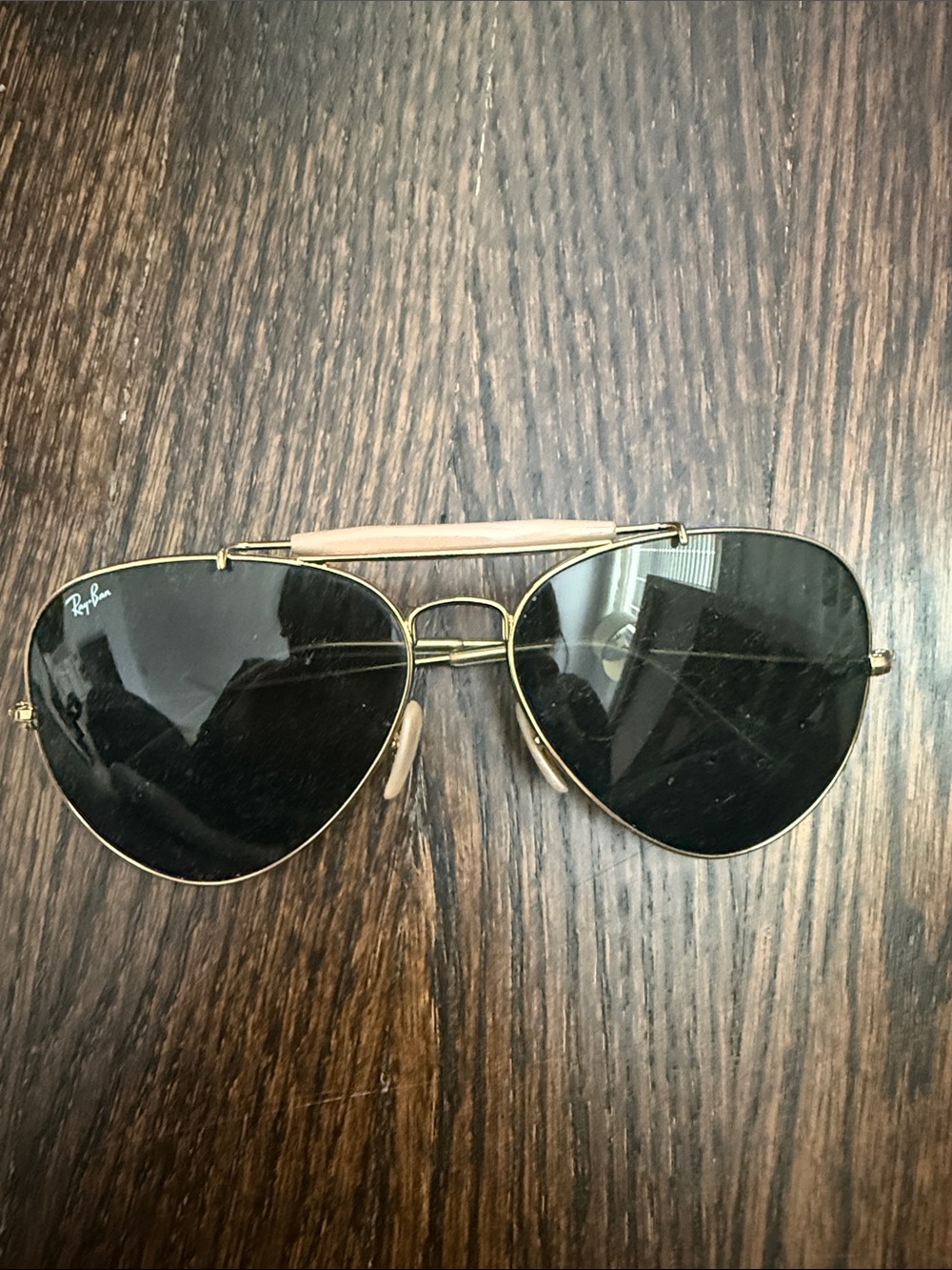 Ray-Ban Gold Frame Sunglasses with Black Lenses